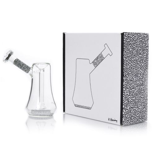 Bubbler de cristal de Keith Haring - Blanco & Negro  