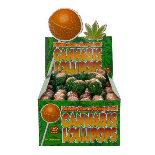 Piruletas de cannabis ''Bubble Gum x Orange Bud'' de Dr. Green Love