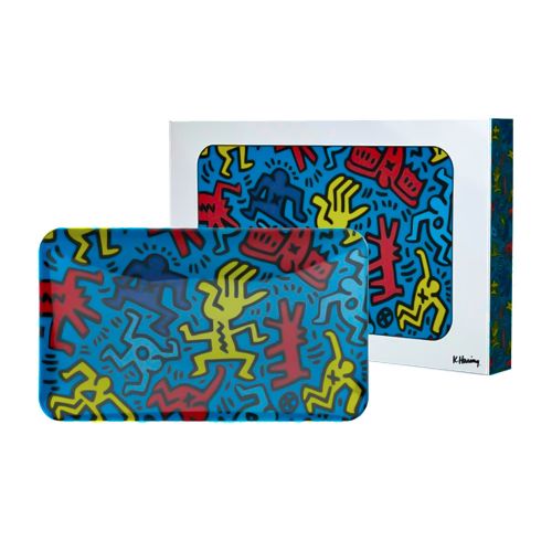 Bandeja de cristal de Keith Haring - Azul