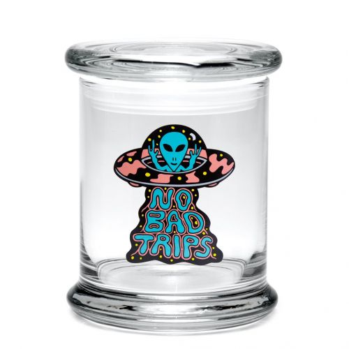 Tarro Pop Top de cristal ''No Bad Trips'' de 420 Jars