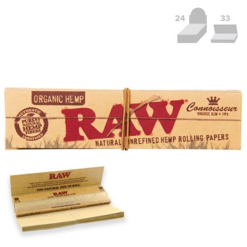 RAW Connoisseur papel de liar classico con tips tamaño King 