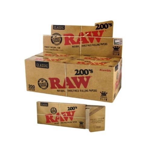 RAW papel de liar natural Classic King Size Slim 200s  (200/Papeles)