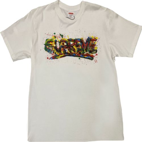 Supreme Paint Logo Tee - Talla M - Blanco