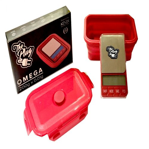 Báscula Digital Omega de precisión con bol de silicona (Colección The Plug) de Kenex - Rojo -  200g x 0.01g