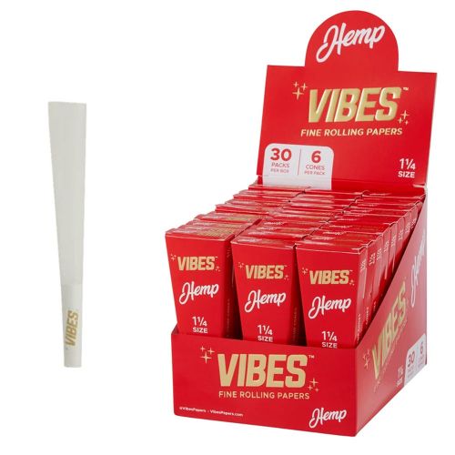 Vibes Conos pre-liados – Tamaño 1/1-4 - Cáñamo (Rojo) 