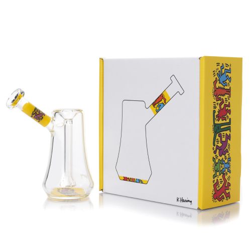 Bubbler de cristal de Keith Haring - Amarillo      